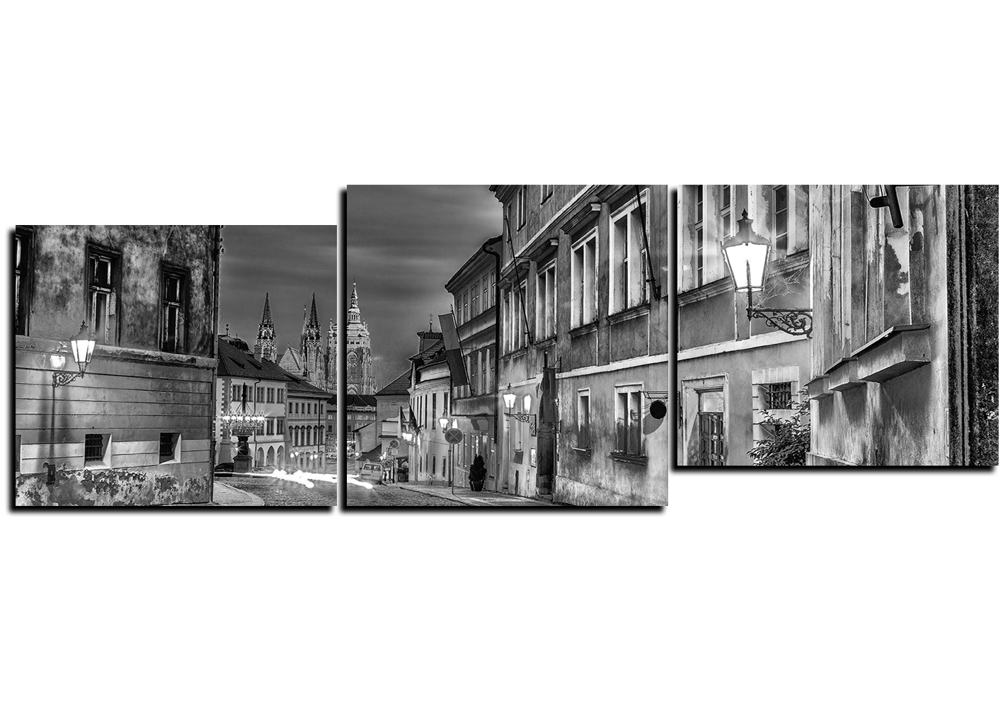 Obraz na plátně - Magické noční staré město - panoráma Obraz na plátně - Magické noční staré město - panoráma